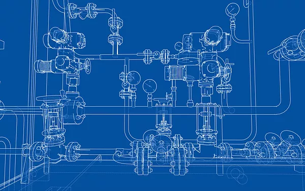 CAD piping blueprint